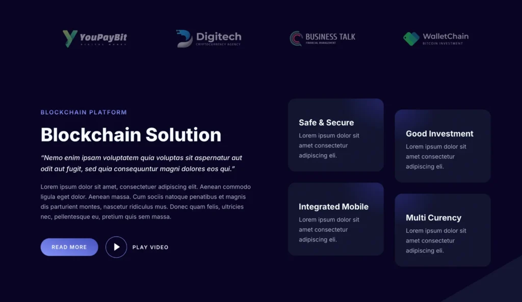 dark-theme-blockchain-solution-section