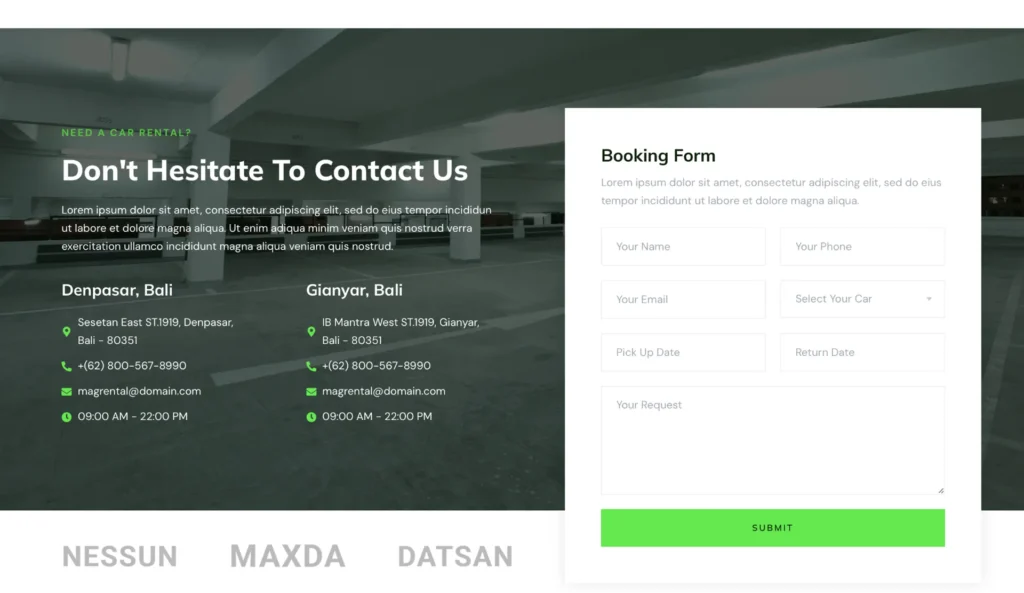 wordpress-car-rental-contact-section