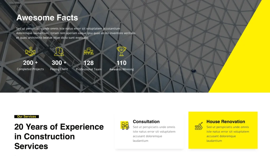 wordpress-construction-stats-and-awards-section