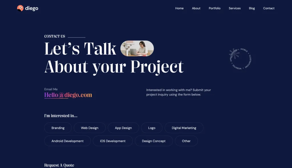 wordpress-contact-project-inquiry-page