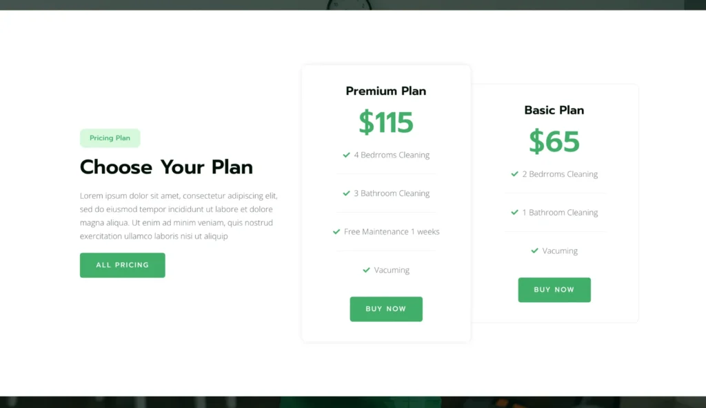 wordpress-dental-pricing-plans-section