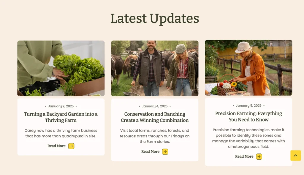 wordpress-farm-blog-updates-section