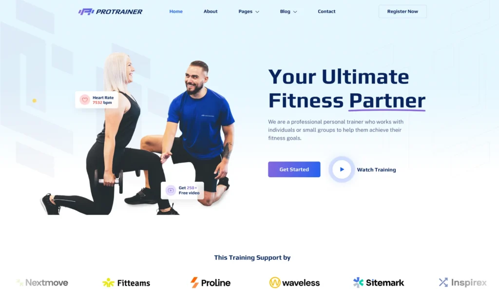 wordpress-fitness-homepage-hero-section