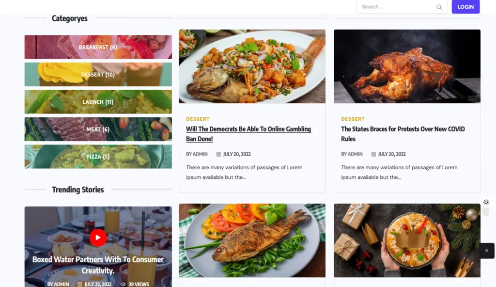 wordpress-food-grid-category-section