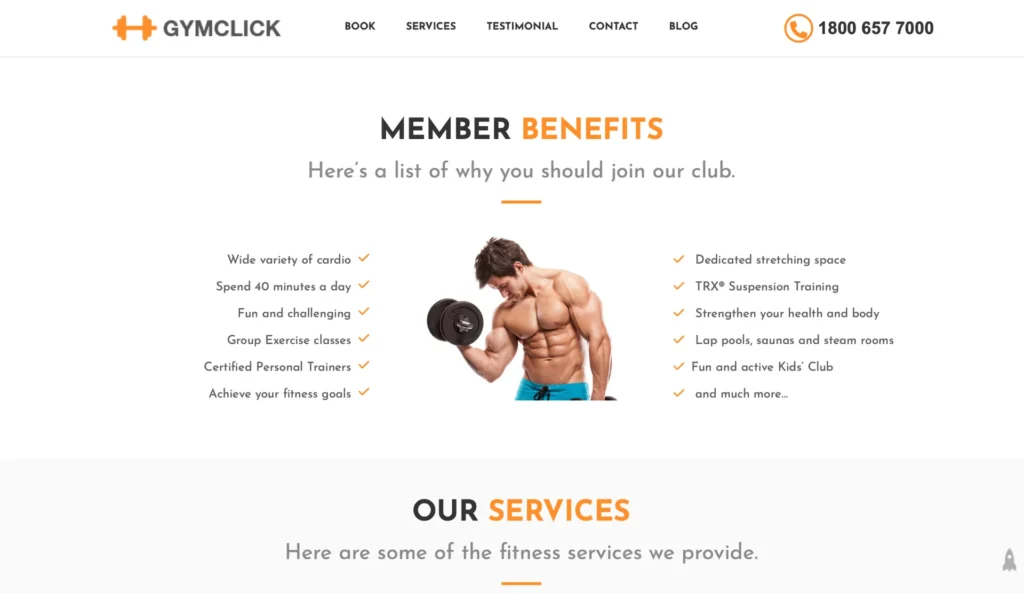 wordpress-gym-membership-benefits-section