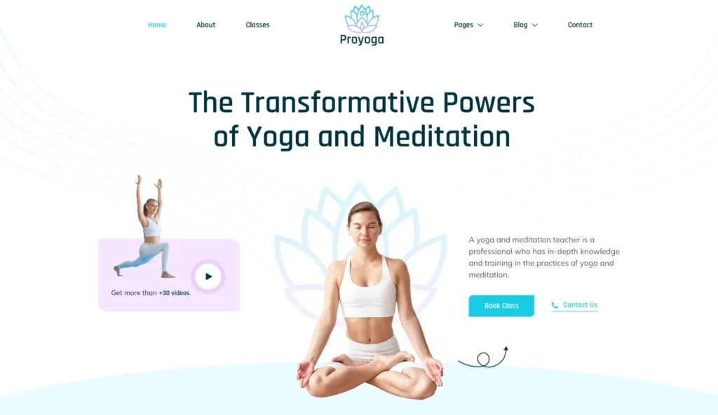 wordpress-online-yoga-booking-interface