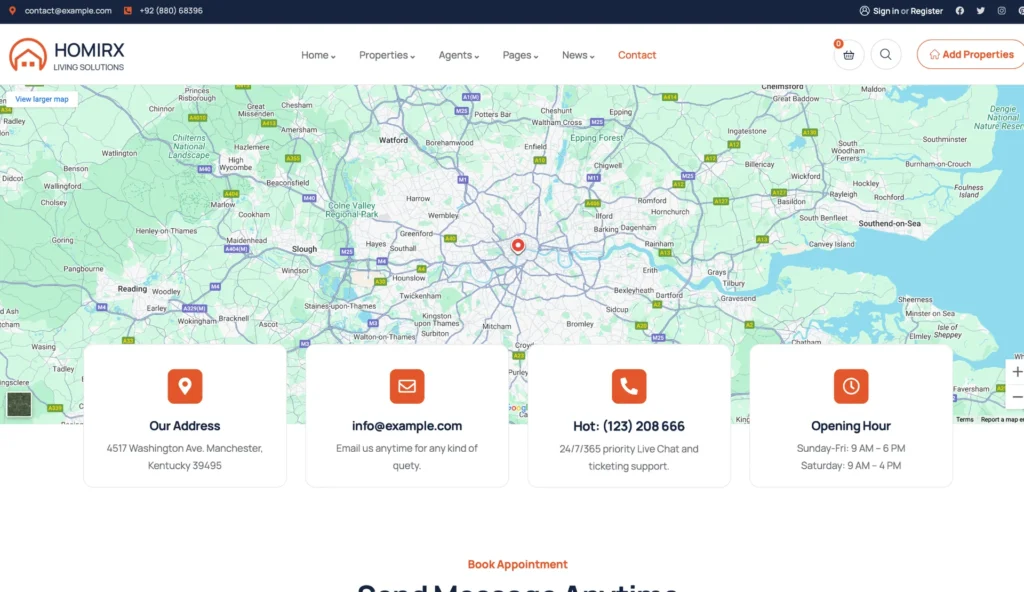 wordpress-real-estate-contact-page-map