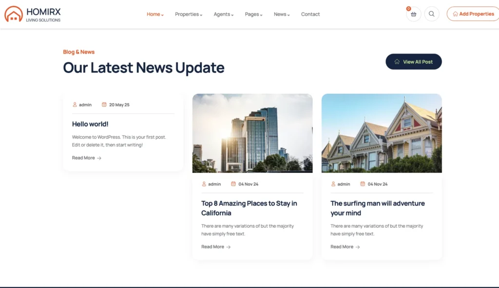 wordpress-real-estate-latest-news-section