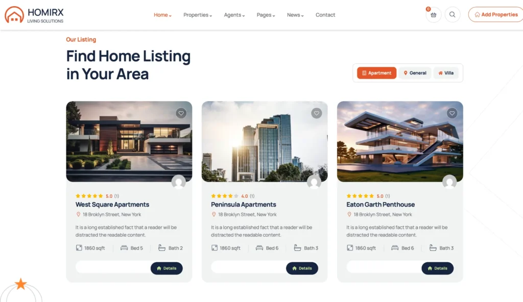 wordpress-real-estate-listing-section